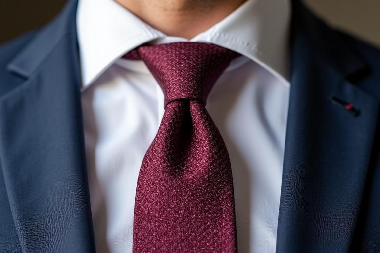Dettaglio di un abbinamento cravatta di seta e camicia su misura